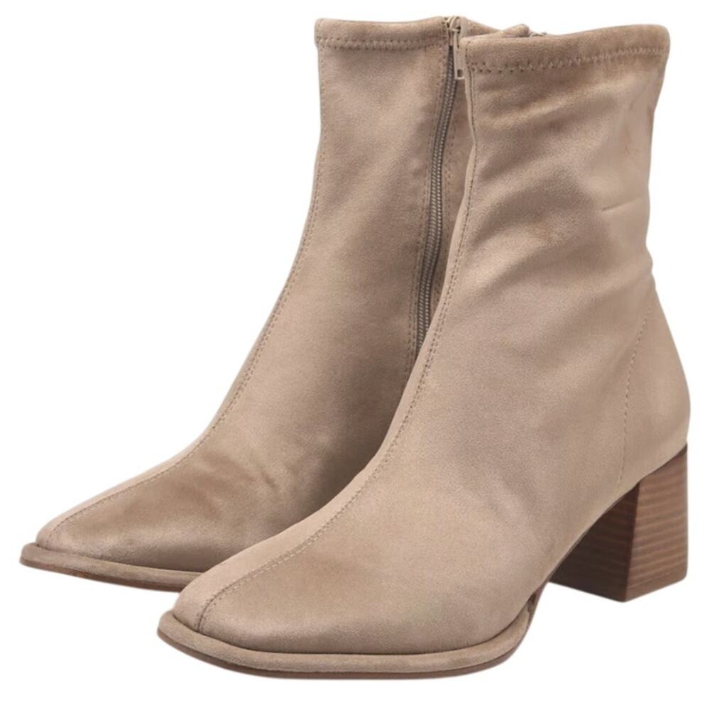 Steve Madden Womens Pammy Heel Ankle Booties Size 6 Taupe Tan Suede NIB